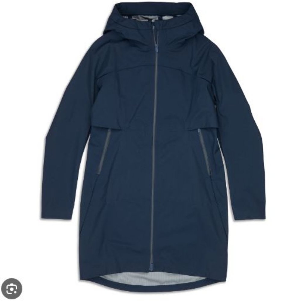 lululemon athletica Navy Hooded Long Rain Jacket